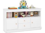 Armadio Per Giocattoli Per Bambini Scaffale Per Bambini In Legno Armadio Per Bambini Con 2 Cassetti E 2 Ante 106 X 30 X 62 Cm Bianco