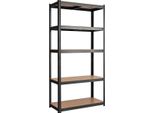 Scaffale A 5 Livelli Con Struttura In Metallo, Scaffalatura In Metallo, Portata Fino A 650 Kg, 75 X 30 X 150 Cm, Nero