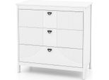 Cassettiera In Legno Con 3 Cassetti E Maniglie In Metallo, Cassettiera Credenza Moderna