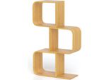 Libreria In Bambù A Forma Di S Con 3 Ripiani, Ripiano In Piedi, Ripiano A Cubo, Ripiano Per Ufficio, 61 X 23 X 100 Cm