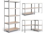 Scaffale Portaoggetti, Scaffale Per Carichi Pesanti, Scaffale A Innesto, Scaffale In Metallo, 5 Livelli, Scaffale Da Officina, 91 X 46 X 183 Cm, Argento