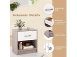 Comodino Con Cassetto Tavolino Con Vano A Giorno 38,5 X 28 X 40,5 Cm Grigio Chiaro + Bianco