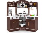 Cucina Giocattolo Ad Angolo In Legno Con Audio E Musica. Luce E; Macchina Da Caffè E Set Da Gioco Per Cucina Per Bambini Slide Marrone