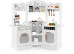 Cucina Giocattolo Ad Angolo In Legno Con Audio E Musica. Luce E; Macchina Da Caffè E Set Da Gioco Per Cucina Per Bambini Slide Bianco