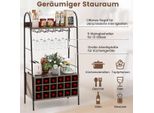 Portabottiglie Per 18 Bottiglie Di Vino Con 5 Portabicchieri Da Vino 63 X 32 X 114,5 Cm Marrone Rustico