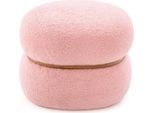 Sgabello Ovale Con Poggiapiedi Antiscivolo. Sgabello Imbottito In Sherpa Rosa 44 X 35 X 35 Cm