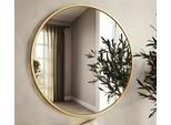 Specchio Rotondo Da 50 Cm Con Cornice Dorata, Specchio Da Parete Per Soggiorno, Corridoio E Bagno