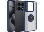 Avizar, Custodia Per Cellulare Per Xiaomi 14T Pro Anello In Metallo, Supporto Video, Blu Scuro