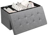 Sgabello Costway Con Vano Portaoggetti, Panca Pieghevole, Panca Per Scarpe Con Contenitore Estraibile E Seduta Imbottita, Cassapanca, Grigio Chiaro