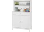 Sobuy FSB26-W Armadio Da Cucina Con Cassetto E 2 Ante Scaffale Da Cucina Credenza Con 4 Ripiani Armadio A Buffet Armadio Per Microonde Armadio Laterale Bianco