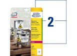 Avery Zweckform - Poliestere, Polietilene Tereftalato (Pet) - Opaco - Adesivo Permanente - Rivestito - Bianco - 210 X 148 Mm 40 Etichette (20 Fogli X 2) Etichette (L4717-20)