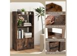 Libreria Con Cassetti, Scaffale Con 2 Scomparti, Scaffale Da Ufficio In Legno, 55 X 29 X 105 Cm, Marrone Rustico