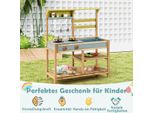 Cucina Da Gioco Per Bambini Cucina In Fango In Legno Di Abete Rosso Con Manopole Del Fornello & Lavabo Naturale