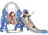 Yuenfong Scivolo Per Bambini 4 In 1 Con Canestro, Scivolo Extra Lungo E Altalena, Scivolo Per Bambini Per Interni Ed Esterni, Cortile, 175X145X120Cm