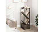Libreria Costway, Scaffale In Piedi Con 4 Livelli, Cassetto, Doppia Protezione Antiribaltamento E Struttura In Metallo, Scaffale In Legno Alto E Stretto, Scaffale Per Ufficio