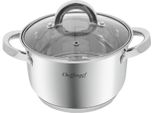Cheffinger, Pentola In Acciaio Inox Con Coperchio In Vetro 18Cm 2,9L A Induzione, Argento