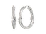 Paar Creolen Jobo, Silber (Silber 925), Ohrringe, Damen, 37,3Mm, Silber 925 (Sterlingsilber), 925 Silber Mit 124 Zirkonia