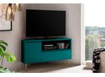 Tv-Board Salesfever "Bolton Moderne Tv-Eckkommode", Blau (Petrol, Gold), B:100Cm H:58Cm T:50Cm, Mdf, Metall, Sideboards, Tv-Board, EcklöSung, Tv-Kommode Matt Lackiert, Push-To-Open Funktion