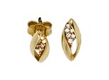 Paar Ohrstecker Jobo, Gold (Gelbgold 333), Ohrringe, Damen, Gelbgold 333, Oval 333 Gold Bicolor Mit 12 Zirkonia