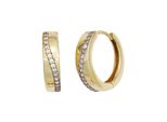 Paar Creolen Jobo, Gold (Gelbgold 333), Ohrringe, Damen, 15,4Mm, Gelbgold 333, Rund 333 Gold Bicolor Mit 30 Zirkonia