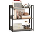 Libreria Costway A 3 Livelli, Scaffale In Piedi Con Ripiani Regolabili E Struttura In Metallo, Scaffale Per Soggiorno, Cucina, Studio, 70 X 35 X 81 Cm (Grigio)