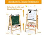 Tavola Per Bambini Pieghevole 3 In 1, Tavola In Legno Regolabile In Altezza 50,5 X 53,5 X 79-104 Cm Naturale + Grigio