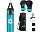 Set Sacco Da Boxe Con Guantoni Da Boxe Da 8 Once Cinghie Per Le Mani Sacco Da Boxe Per Bambini E Adulti Nero + Verde
