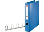 Raccoglitore A4 Esselte Vivida A Quattro Anelli, Maxi, Interamente In Plastica, Dorso 6 Cm, Blu