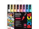 Pennarello Acrilico Uni Posca PC-5M, 1,8-2,5 Mm, Set Di 8 Colori Pastello