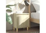 Comodini 2 Pezzi Gambe In Legno Massiccio Rovere Sonoma 40X30X50Cm