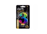 Candela Di Compleanno Godan Numero 3, 8 Cm, Colori Arcobaleno