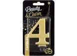 Candela Numero 4, Oro Metallizzato, 8 Cm