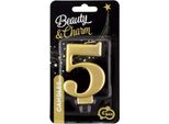Candela Numero 5, Oro Metallizzato, 8 Cm