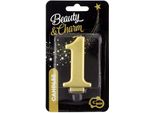 Candela Numero 1, Oro Metallizzato, 8 Cm