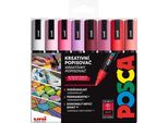 Pennarelli Acrilici Uni Posca 5M, 8 Pezzi Toni Caldi
