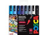 Pennarelli Acrilici Uni Posca 5M, 8 Pezzi Toni Freddi