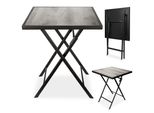 Tavolo Da Giardino Brubaker Bergamo - 58 X 58 Cm Tavolo Da Balcone Resistente Alle Intemperie - Tavolo Da Campeggio Quadrato In Metallo Con Aspetto In Legno - Tavolo Pieghevole Per Terrazza Balcone, Grigio