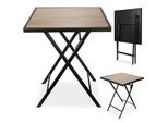 Tavolo Da Giardino Brubaker Bergamo - 58 X 58 Cm Tavolo Da Balcone Resistente Alle Intemperie - Tavolo Da Campeggio In Metallo Quadrato Con Aspetto Legno - Tavolo Pieghevole Per Balcone Terrazza, Marrone