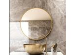 Specchio Moderno Rotondo 60 Cm Con Cornice Dorata, Specchio Da Parete Per Soggiorno, Bagno, Corridoio