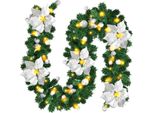 Jopassy 2.7M Ghirlanda Di Natale Ghirlanda Di Abete Decorazione Natalizia Ghirlanda Decorata 50 Led Argento