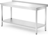 Tavolo A Parete Hendi Con Ripiano - Avvitato, Profondità 700 Mm, Linea Cucina, 1600X700X(H)850Mm