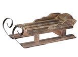 Slitta Decorativa In Legno Con Guide In Metallo - Grande / 47 Cm - Decorazione Da Tavola Natalizia In Stile Antico Fiammato Shabby Chic