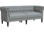 Divano Chesterfield 2 Posti In Tessuto Grigio Chiaro