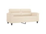 Vidaxl Divano A 2 Posti Con Cuscini Beige 140 Cm In Tessuto Microfibra
