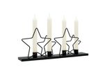 Portacandele In Metallo Con Stelle Nero - 39 X 16 Cm - Portacandele Dell'avvento Per 4 Candele A Bastoncino - Candelabro Decorativo Per Candele A Bastoncino Candele Da Tavola Per Natale Moderne Ed Eleganti