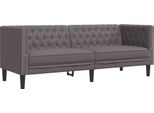 Vidaxl Divano Chesterfield 3 Posti In Pelle Finta Grigio