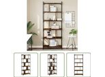 The Living Store Libreria 6 Ripiani Rovere Fumé 76X32X192 Cm Materiale Legno