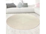 Tappeto A Pelo Corto Disegno Geometrico Crema Con Effetto Lucido Moderno E Facile Da Pulire Dimensioni - 160 Cm Rotondo