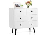 Cassettiera Con 4 Cassetti, Credenza In Legno, Mobile Portaoggetti Moderno, Bianco
