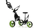 Carrello Da Golf A 3 Ruote In Alluminio Con Portaombrello E Sedile Carrello Da Golf Pieghevole Caddy Da Golf Verde